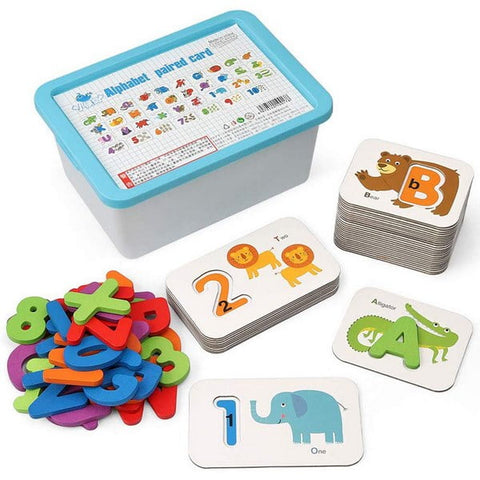 Extrokids Wooden Toddler Learning Alphabet and Numbers Paired card - EKT1698