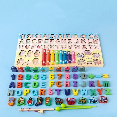 Extrokids Wooden Alphabet and Numbers Playing Piano Alphanumetric Play The Piano - EKT1699