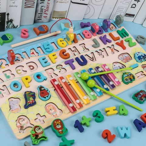 Extrokids Wooden Alphabet and Numbers Playing Piano Alphanumetric Play The Piano - EKT1699