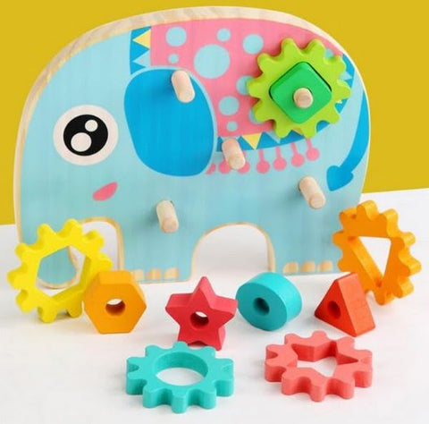 Extrokids Wooden Montessori Elephant Gear Toys - EKT1700
