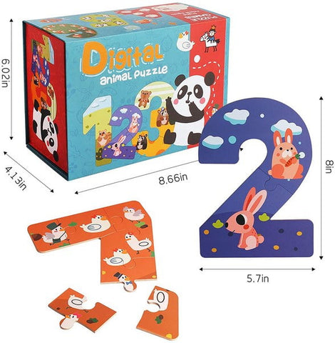 Extrokids Wooden Digital Numbers Animal Puzzle - EKT1702