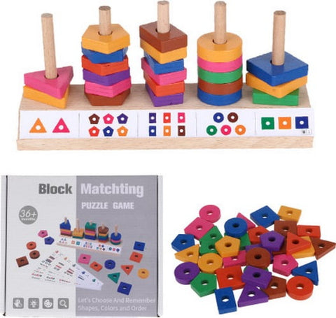 Extrokids Wooden Building Block with Multi Colour Matching Puzzle Game - EKT1707