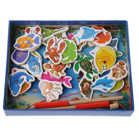 Extrokids Wooden Sea animals with Magnetic Stick Fishing Game - EKT1711