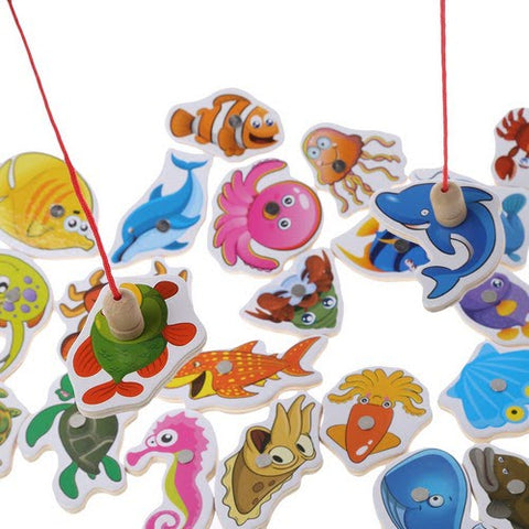 Extrokids Wooden Sea animals with Magnetic Stick Fishing Game - EKT1711