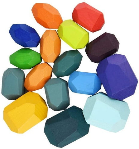 Extrokids Wooden Rainbow Colour Stacking With Buliding Stones - EKT1717