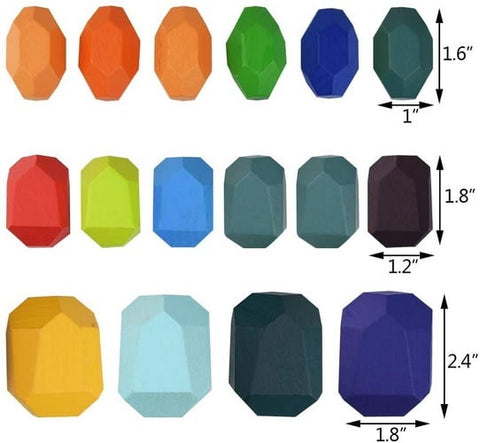 Extrokids Wooden Rainbow Colour Stacking With Buliding Stones - EKT1717