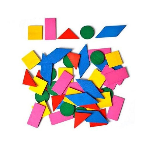 Extrokids Wooden Kids Mini Different Shaped Toys Set Coloured Plates - EKT1723