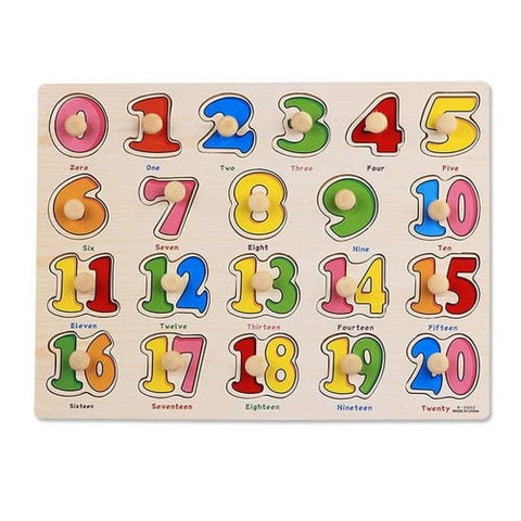 Extrokids Wooden Montessori Puzzle Hand Grab Board With Cartoon 20 Numbers - EKT1729
