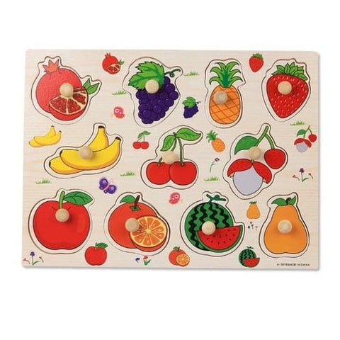 Extrokids Wooden Montessori Puzzle Hand Grab Board With Cartoon Fruits Set 1 - EKT1731