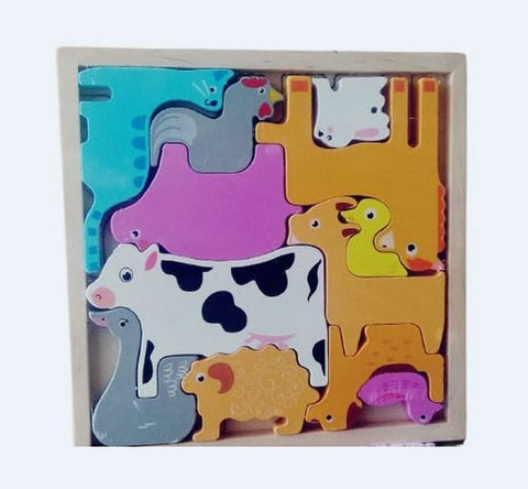 Extrokids Wooden Montessori Learning Domestic Animal Stacking - EKT1757