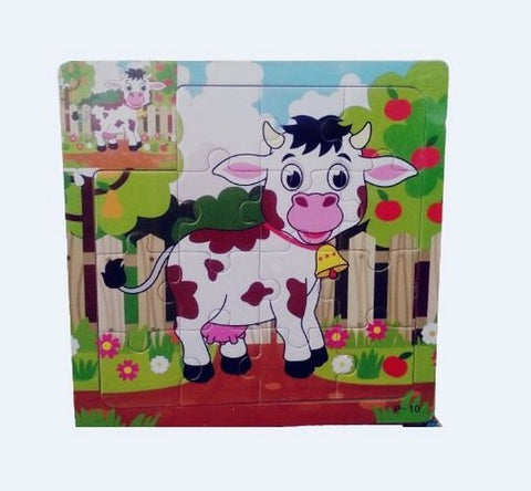 Extrokids Wooden 15 Pcs of Montessori Jigsaw Puzzle - Cow - EKT1778