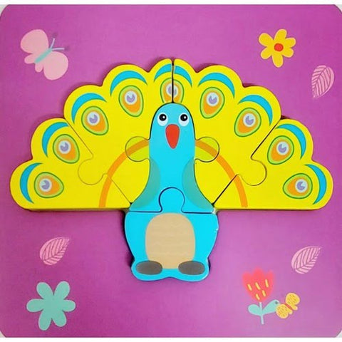 Extrokids Wooden Montessori Learning 3D Peacock Puzzle - EKT1785