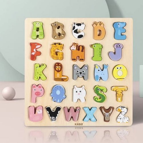 Extrokids Wooden Montessori Learning Base Board Animal Alphabet - EKT1812
