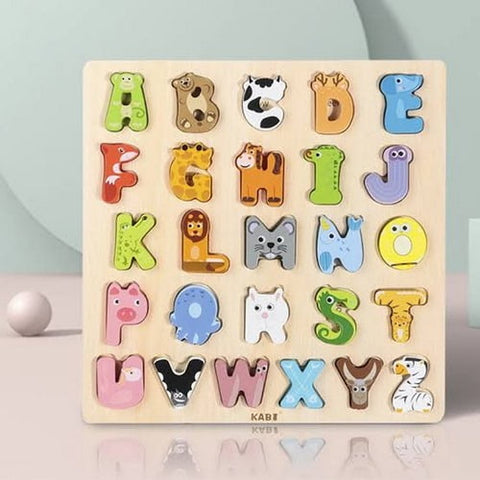 Extrokids Wooden Montessori Learning Base Board Animal Alphabet - EKT1812