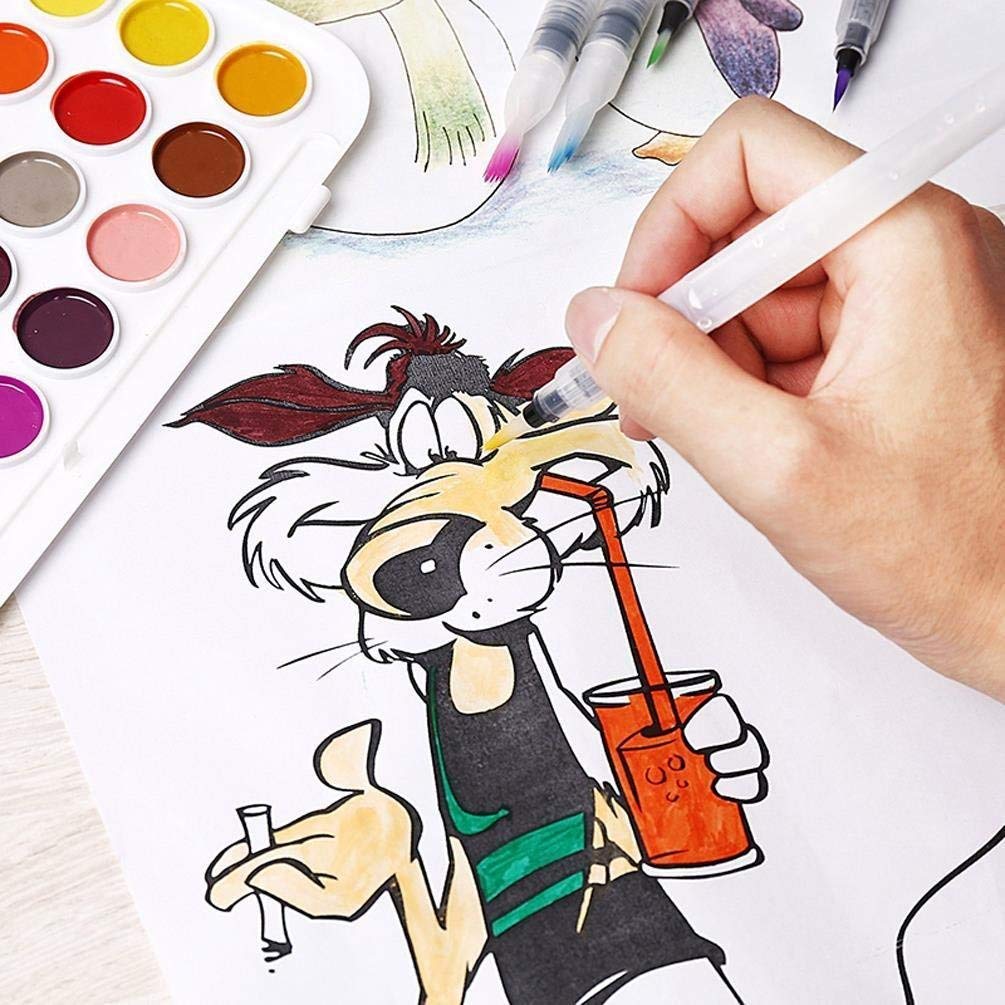 Extrokids Watercolor Palette with 3 Water Brush Pens Kit - EKC2219