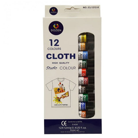 Extrokids Fabric paint 12*12ml Tube - EKC1850