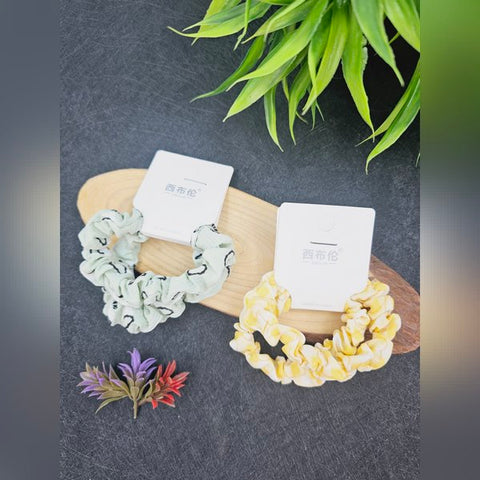 Soft Cloth Color Printed Bands Yeelow And Green 4 nos - EKAS0020