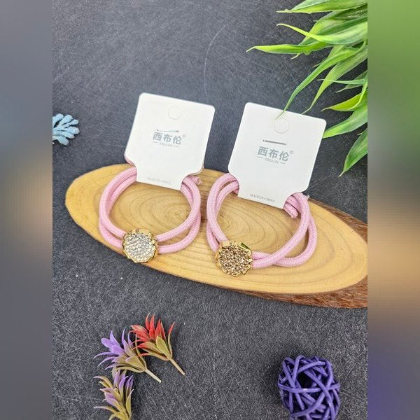 Rubber Band With Stones Fancy Pink 2 bands - EKAS0040