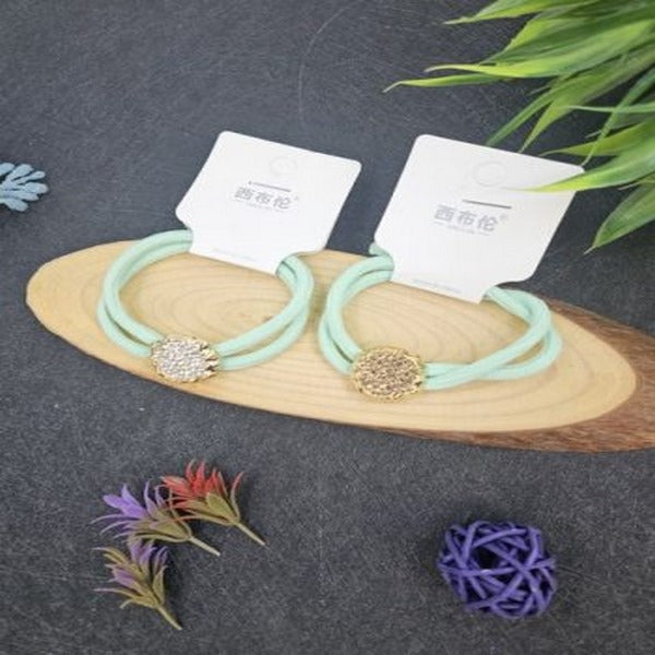 Rubber Band With Stones Fancy Pista Green 2 bands - EKAS0043