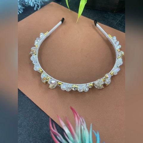 Head Band White Color Crystal Stone 1pc - EKAS0078