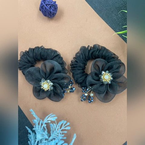 Hair Band Flower Model Black Color 1pc - EKAS0081