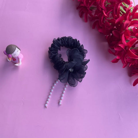 Hair Band Flower With Hagging Black Color 1pc - EKAS0096