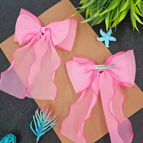Bows Hair Clips 1pc Dark Pink - EKAS0135 - 3