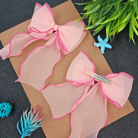 Bows Hair Clips 1pc Light Pink - EKAS0135 - 4