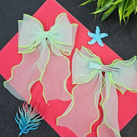 Bows Hair Clips 1pc Green - EKAS0135 - 5