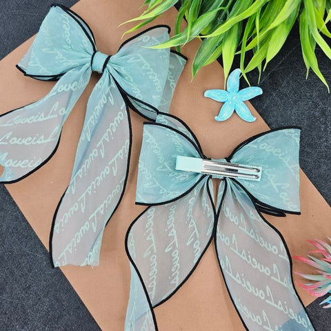 Bows Hair Clips 1pc Blue - EKAS0140 - 2