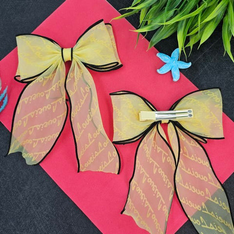 Bows Hair Clips 1pc Yellow - EKAS0140 - 4