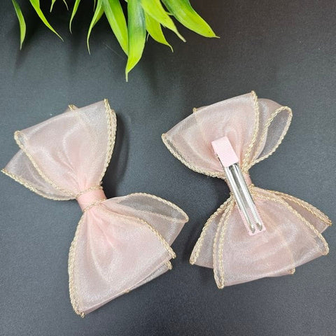 Bows Hair Clips 1pc Peach - EKAS0141 - 2