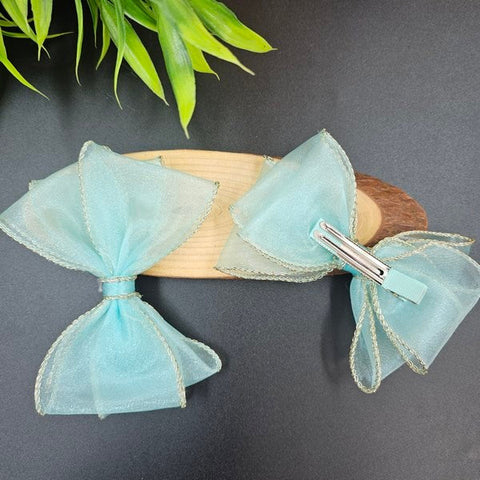 Bows Hair Clips 1pc Blue - EKAS0141 - 3