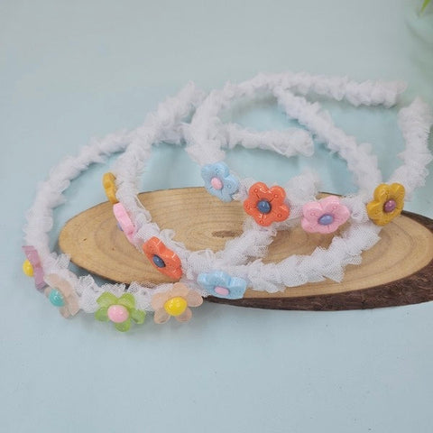 Head Band Cloth And Flower Model 1pc White - EKAS0143 - 1