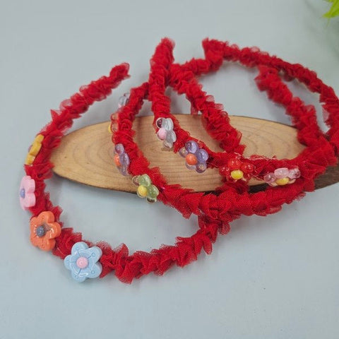 Head Band Cloth And Flower Model 1pc Red - EKAS0143 - 2