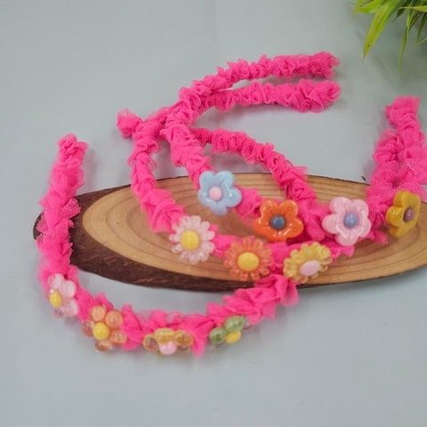 Head Band Cloth And Flower Model 1pc Dark Pink - EKAS0143 - 8