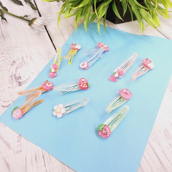 Bear Strawberry Clips 2pc Random Design Will Be Shipped - EKAS0153