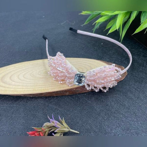 Head Band Crystal Premium Design No 1 1pc Peach - EKAS0167 - 1