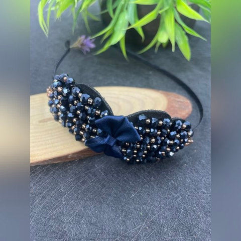 Head Band Crystal Premium Design No 1 1pc Navy Blue - EKAS0167 - 4
