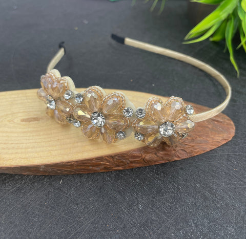 Head Band Crystal Premium Flower Model 1pc Gold - EKAS0169 - 2