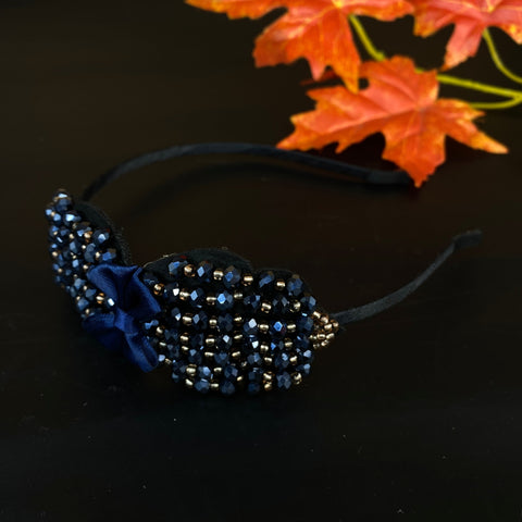 Head Band Crystal Premium Shine Design 1pc Navy Blue - EKAS0170 - 1