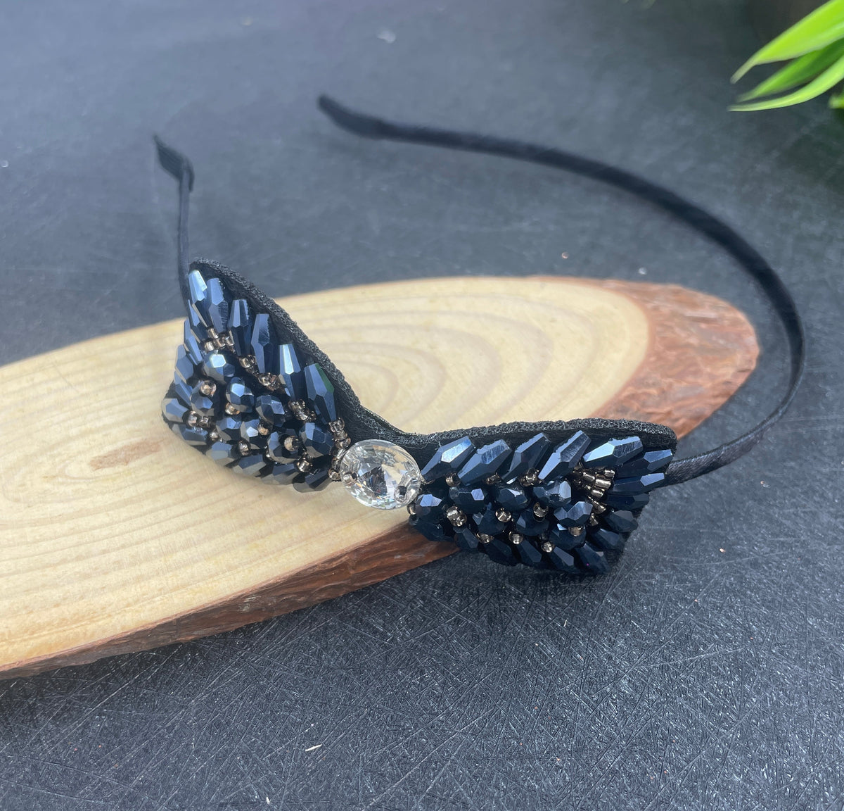 Head Band Crystal Premium Kitty Model Navy Blue 1pc - EKAS0172 - 1