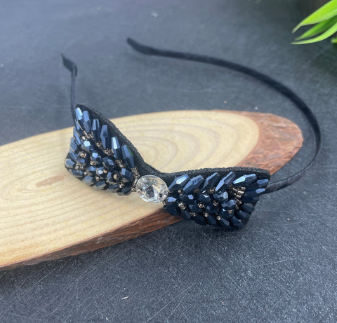 Head Band Crystal Premium Kitty Model Navy Blue 1pc - EKAS0172 - 1