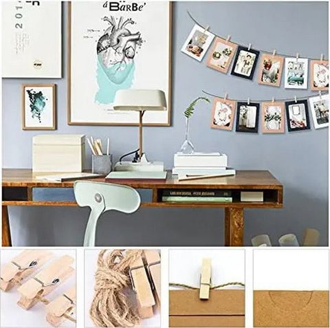 10pcs of Medium Hanging Photo Frame Kit with Wooden Clips random color will be shipped - EKC1789