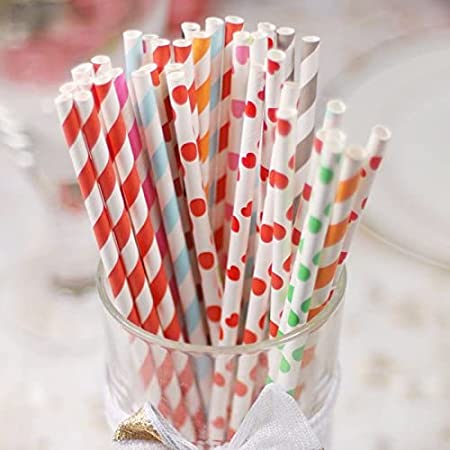 PAPER STRAW DOTS 25PCS - EKC1977