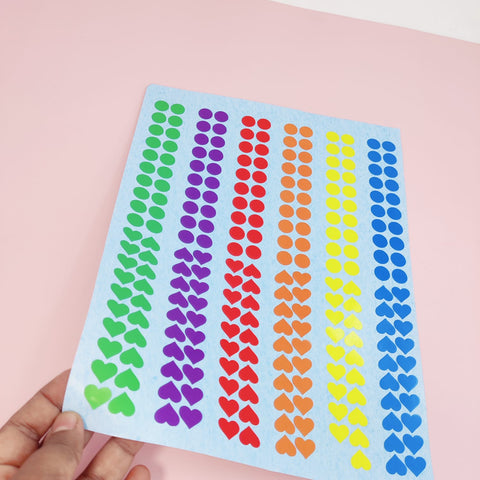 Extrokids Dot and Heart stickers for activity - 1 cm - EKC2004