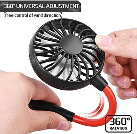 Extrokids Wearable Neck Mini Fan Led with Dual Wind Head for Traveling Outdoor Office Room White Color - EKH0099