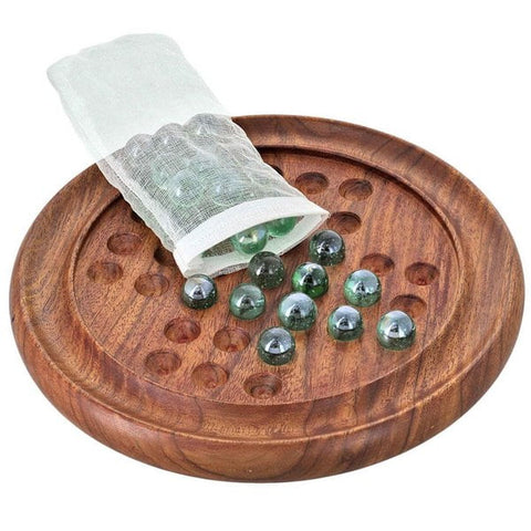 Extrokids SOLITAIRE BOARD IN SHEESHAM WOOD WITH GLASS MARBLES - EKIT0012