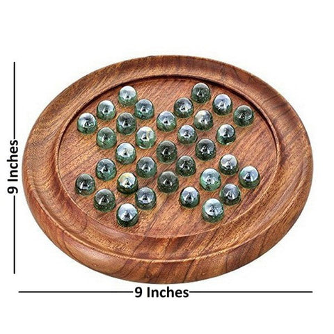 Extrokids SOLITAIRE BOARD IN SHEESHAM WOOD WITH GLASS MARBLES - EKIT0012
