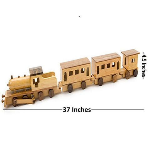 Extrokids Jumbo Wooden Train Replica Toy - Brown - EKIT0038